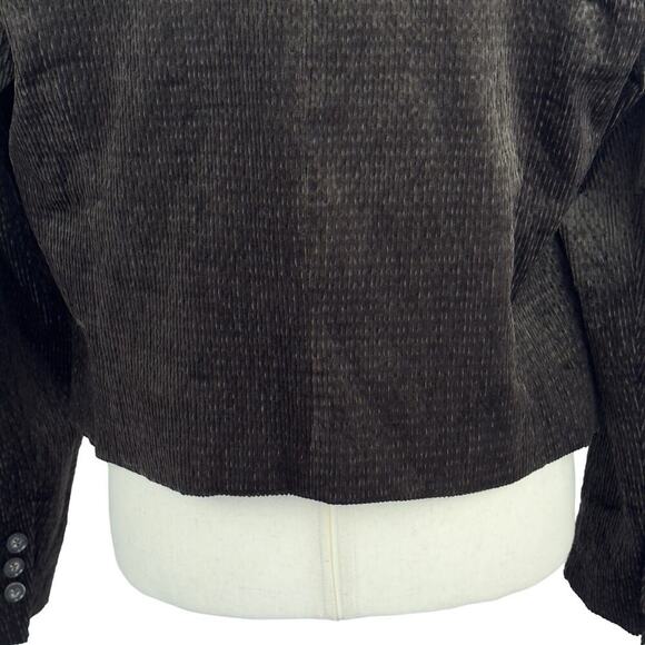 DEMOCRACY CORDUROY‎ CROPPED ONE BUTTON BLAZER IN ESPRESSO NWT WOMEN'S MEDIUM - Picture 10 of 15